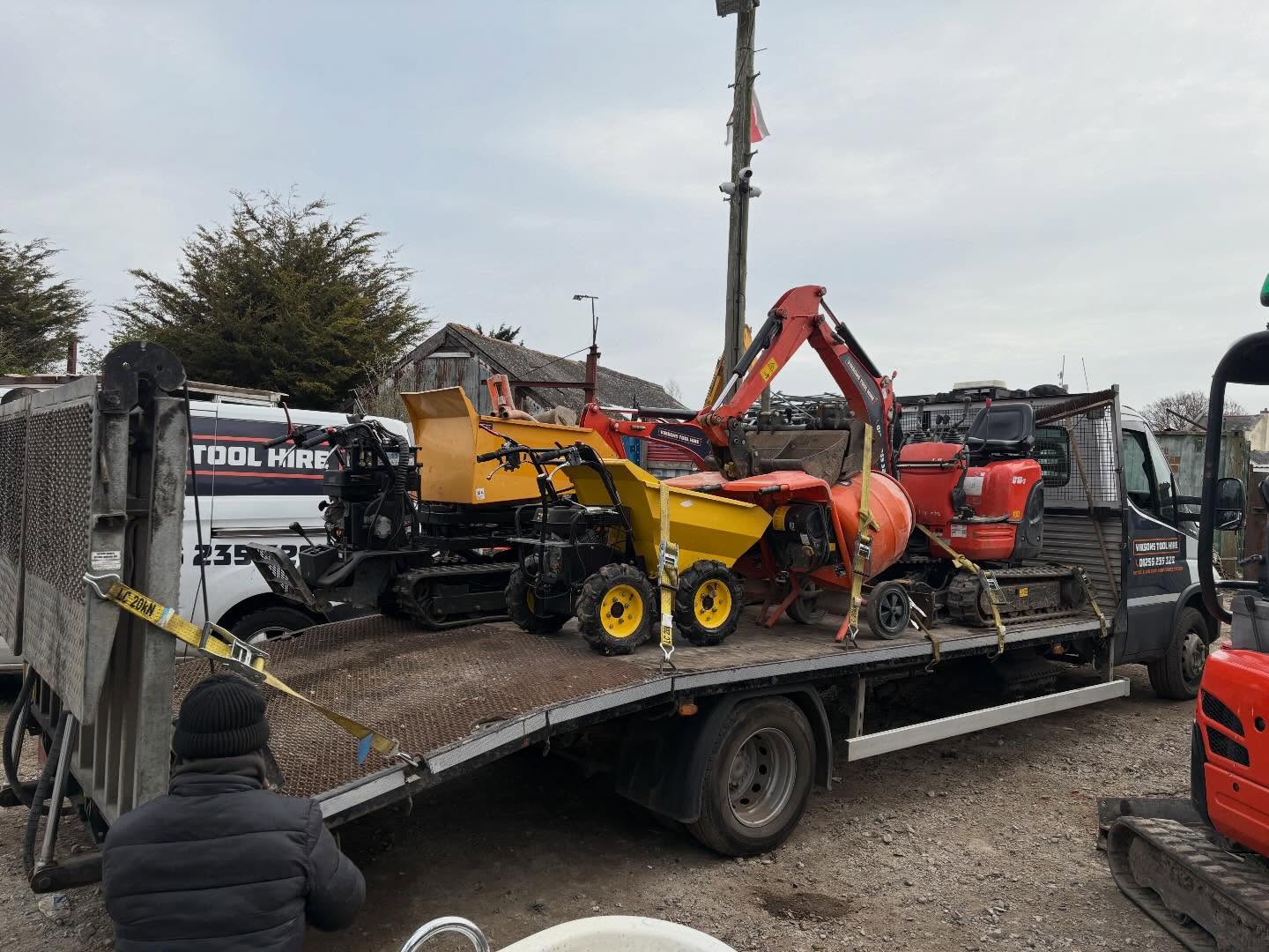 Viksons excavator, tracked dumper and site plant loaded for work